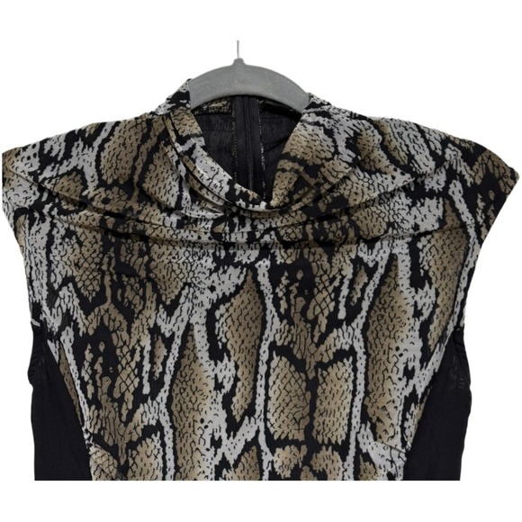Kay Celine Sleeveless Cowl Neck Top Small Animal Print Snakeskin Blouse Chic - Picture 2 of 7
